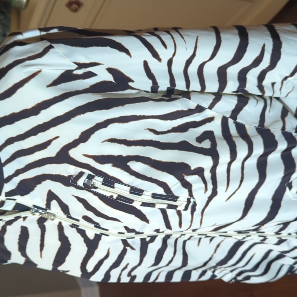 New Ralph Lauren Zip Up Windbreaker Jacket Brown Zebra Animal Print NWT Sz XL - Picture 6 of 14